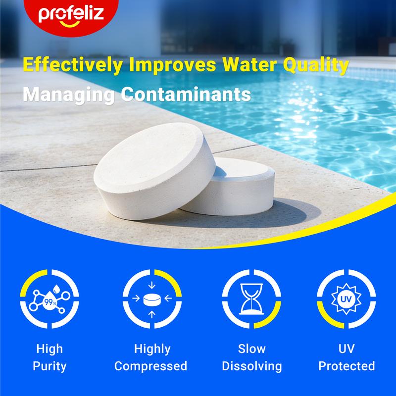 AQUAZURE ClearShield – 3 Inch Slow-Release Chlorine Tablets 20 LBS | Long-Lasting Pool Protection | Fits All Standard Floaters, Feeders & Skimmers