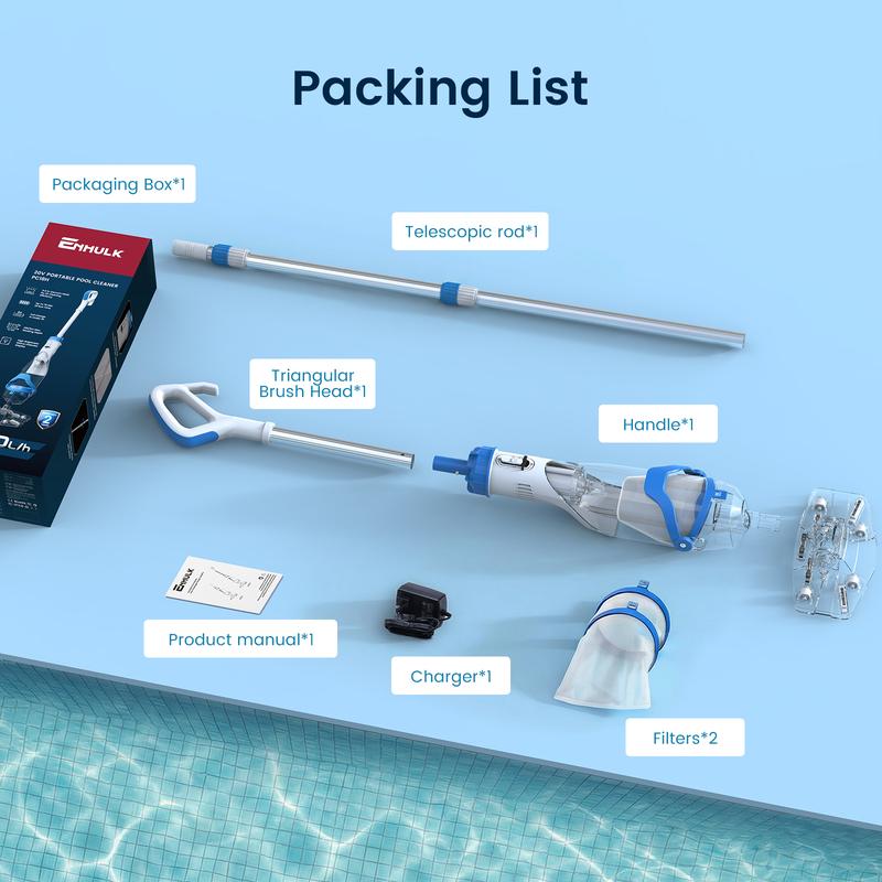AQUAZURE DiveClean – Cordless Pool Vacuum Cleaner | Handheld Rechargeable Pool Vac | Self-Contained Filter | Cleans Debris, Leaves & Fine Dirt | Above Ground & In-Ground Pools