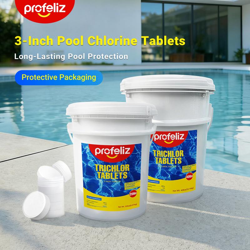 AQUAZURE ClearShield – 3 Inch Slow-Release Chlorine Tablets 20 LBS | Long-Lasting Pool Protection | Fits All Standard Floaters, Feeders & Skimmers